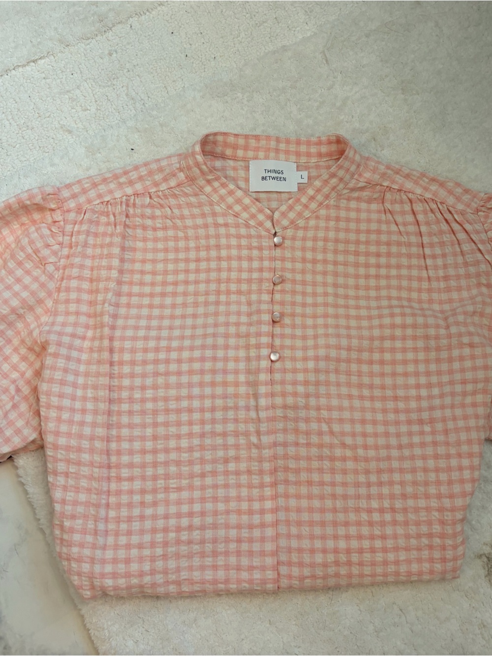 Piper & Scoot Pink Gingham Button-Front Women's Top